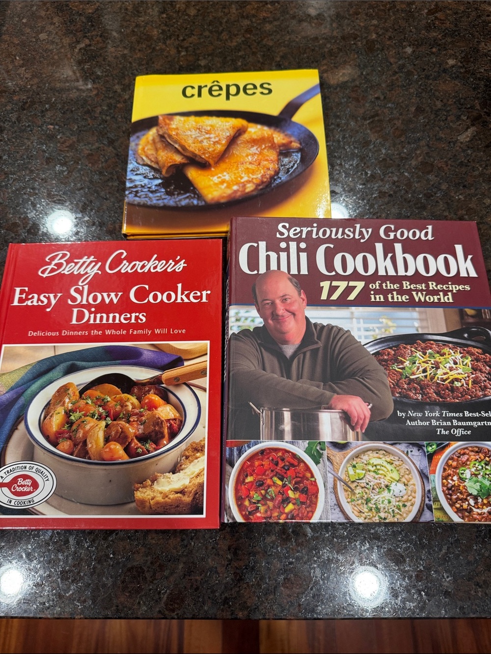 Williams Sonoma Crêpe Cookbook  - seriously good chili and Betty Crockers Easy